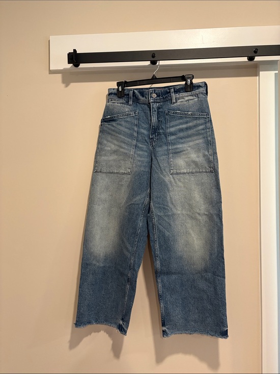 Lucky Brand Denim - Lucky Wide Leg High Rise Barrell Denim Jeans - Faded Blue